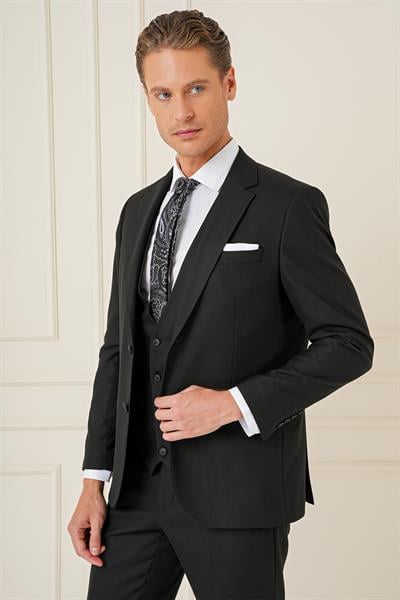 TK 896 Slim Fit Siyah Klasik Takım Elbise