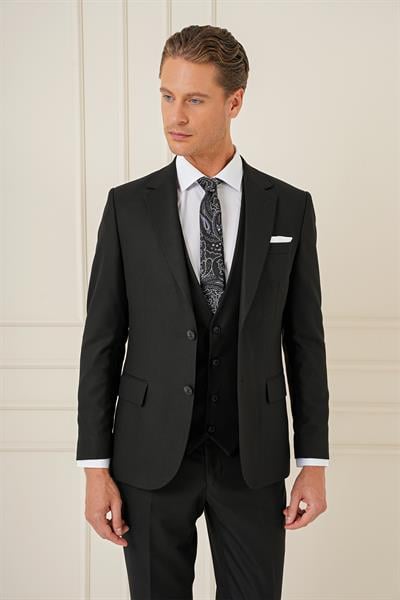 TK 896 Slim Fit Siyah Klasik Takım Elbise