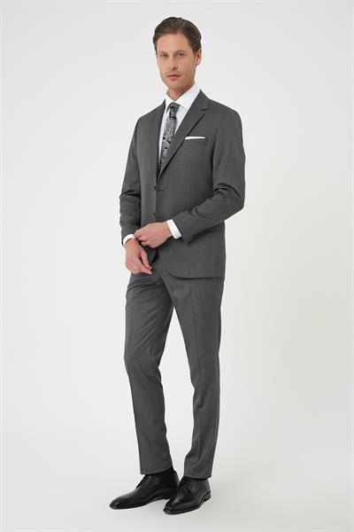 Tk 897 Slim Fit Esnek Yelekli Klasik Füme Takım Elbise