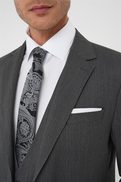 Tk 897 Slim Fit Esnek Yelekli Klasik Füme Takım Elbise