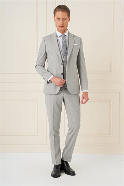 TK 902 Slim Fit Gri Klasik Takım Elbise