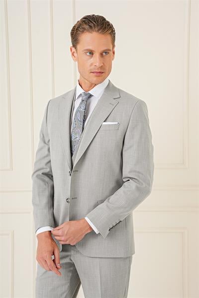 TK 902 Slim Fit Gri Klasik Takım Elbise