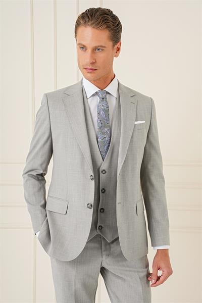 TK 902 Slim Fit Gri Klasik Takım Elbise