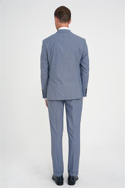Tk 916 Slim Fit Çift Yırtmaç Esnek Yelekli Klasik Havacı Mavi Takım Elbise