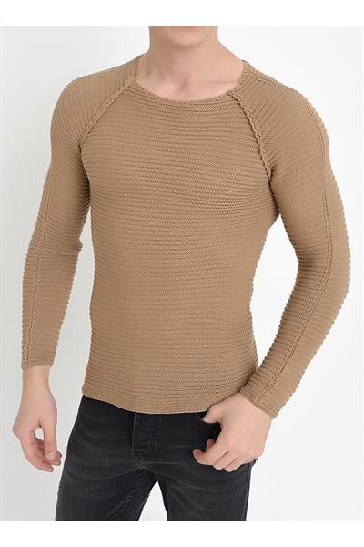 TR 807 Slim Fit Bej O Yaka Triko