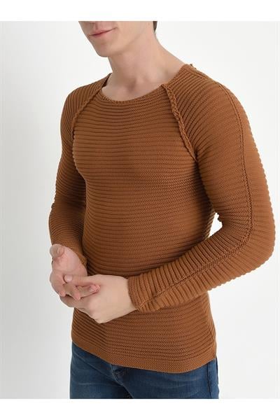 TR 807 Slim Fit Camel O Yaka Triko