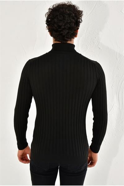 TR 813 Slim Fit Siyah Balıkçı Triko