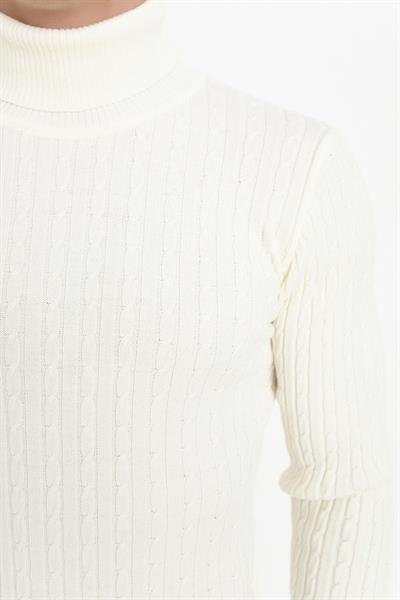 TR 814 Slim Fit Ekru Balıkçı Triko