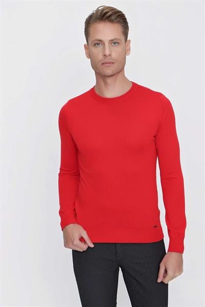 TR 840 Slim Fit Kırmızı Klasik Triko
