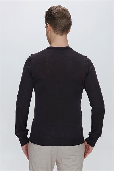TR 840 Slim Fit Lacivert Klasik Triko