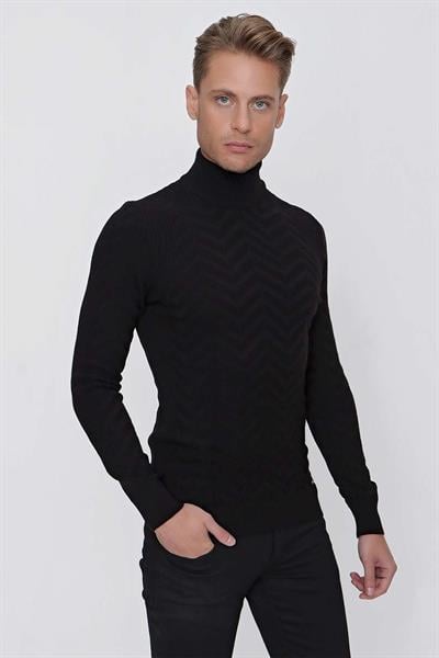 TR 841 Slim Fit Siyah Klasik Triko