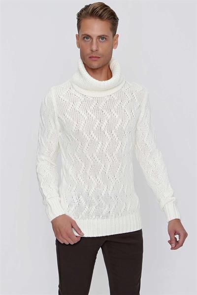 TR 844 Slim Fit Ekru Klasik Triko