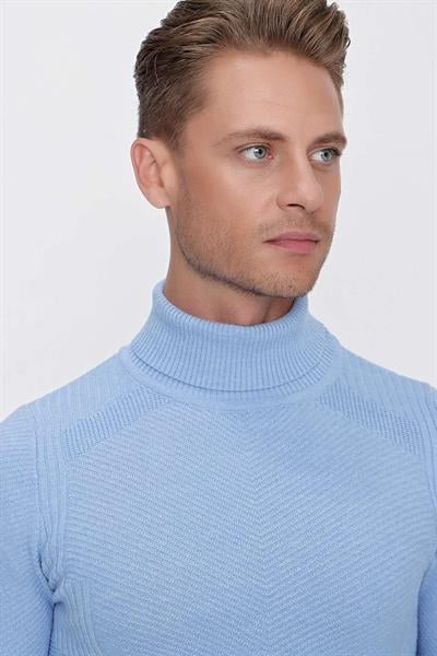 TR 847 Slim Fit Mavi Klasik Triko
