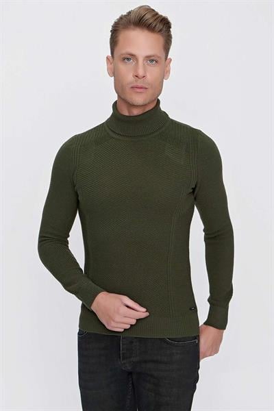 TR 847 Slim Fit Yeşil Klasik Triko