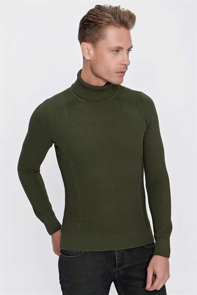 TR 847 Slim Fit Yeşil Klasik Triko