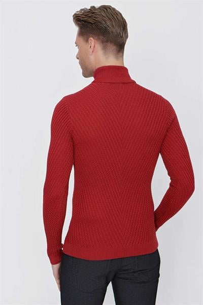 TR 848 Slim Fit Bordo Klasik Triko