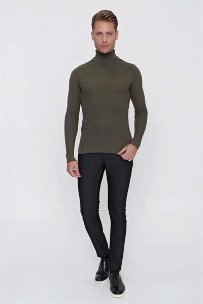 TR 848 Slim Fit Haki Klasik Triko