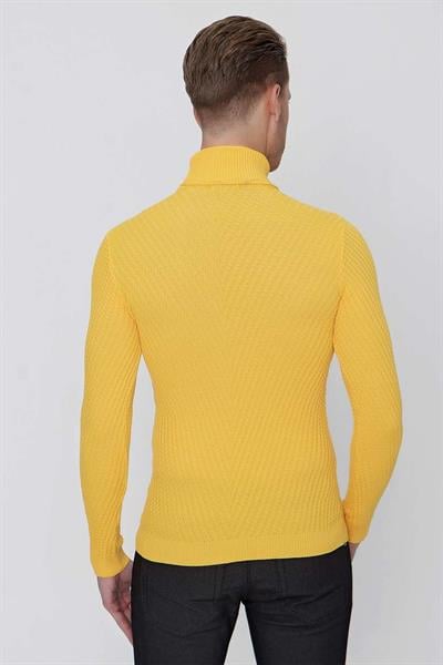 TR 848 Slim Fit Sarı Klasik Triko