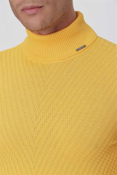 TR 848 Slim Fit Sarı Klasik Triko
