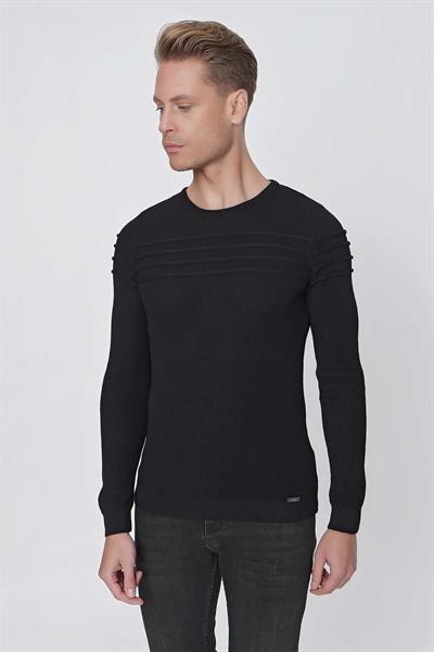TR 849 Slim Fit Siyah Klasik Triko