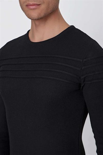 TR 849 Slim Fit Siyah Klasik Triko