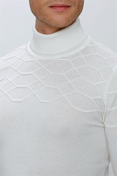 TR 851 Slim Fit Ekru Klasik Triko