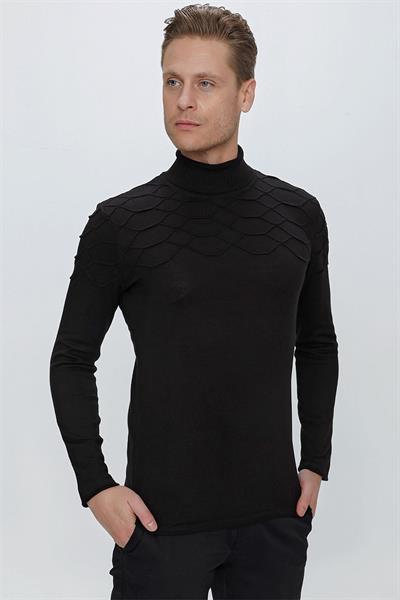 TR 851 Slim Fit Siyah Klasik Triko