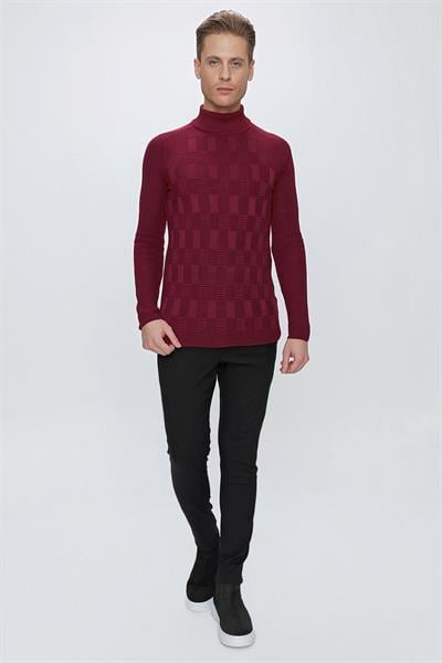 TR 852 Slim Fit Bordo Klasik Triko