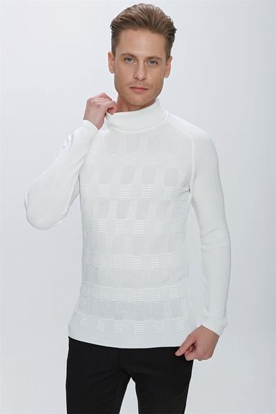 TR 852 Slim Fit Ekru Klasik Triko