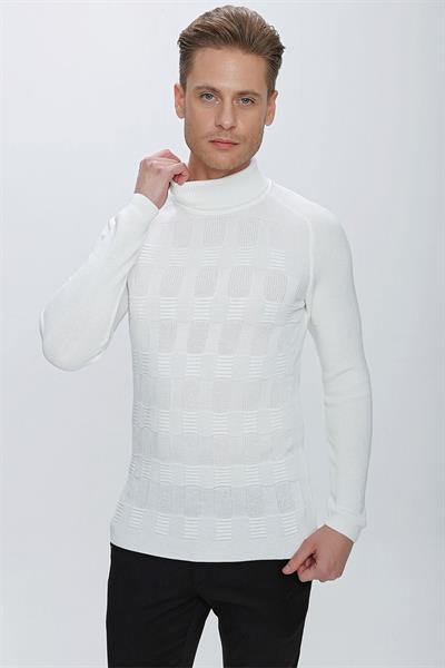 TR 852 Slim Fit Ekru Klasik Triko