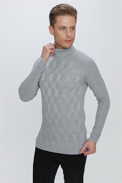 TR 852 Slim Fit Gri Klasik Triko