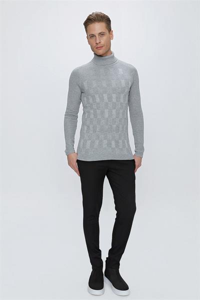 TR 852 Slim Fit Gri Klasik Triko