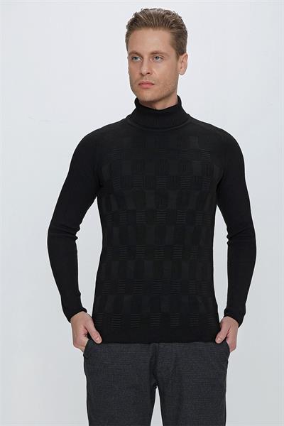 TR 852 Slim Fit Siyah Klasik Triko