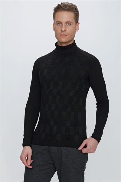 TR 852 Slim Fit Siyah Klasik Triko