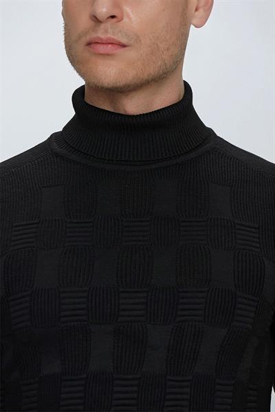 TR 852 Slim Fit Siyah Klasik Triko