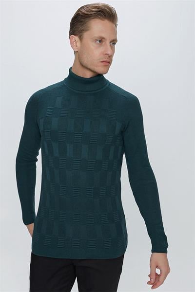 TR 852 Slim Fit Zümrüt Yeşil Klasik Triko