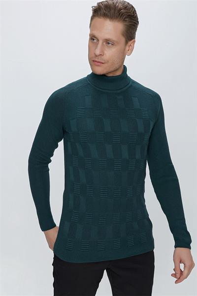 TR 852 Slim Fit Zümrüt Yeşil Klasik Triko