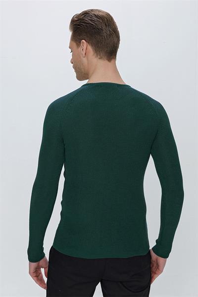 TR 854 Slim Fit Zümrüt Yeşil Klasik Triko