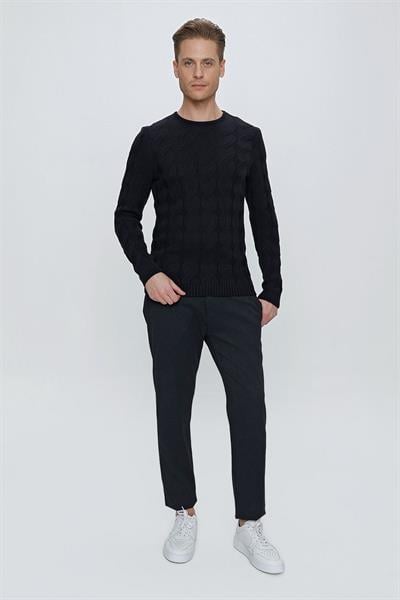 TR 856 Slim Fit Lacivert Klasik Triko