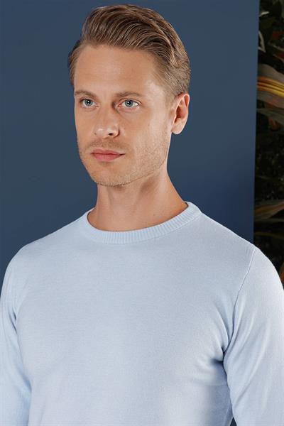TR 858 Slim Fit Mavi Klasik Triko