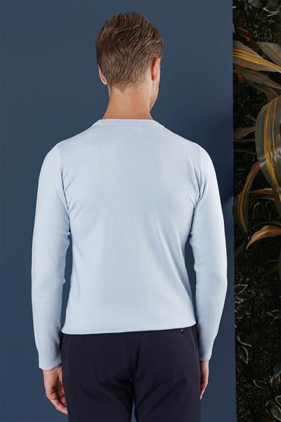 TR 858 Slim Fit Mavi Klasik Triko