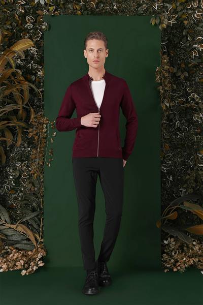 TR 860 Slim Fit Bordo Klasik Triko