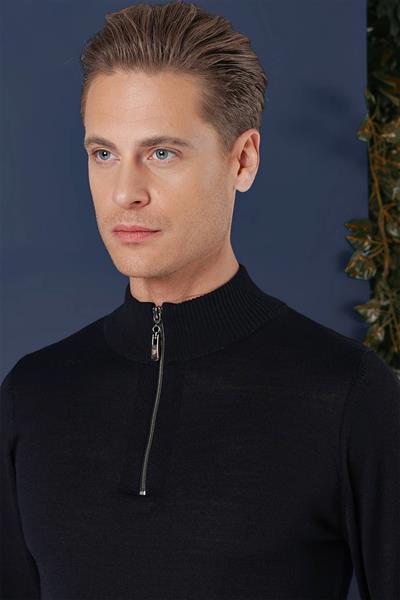 TR 861 Slim Fit Lacivert Klasik Triko