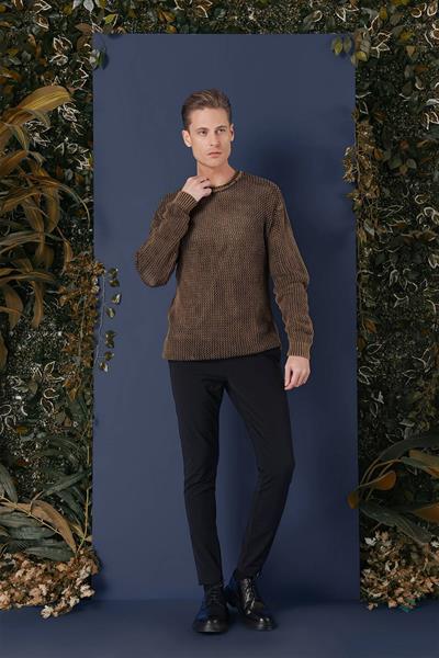 TR 862 Slim Fit Kahve Klasik Triko