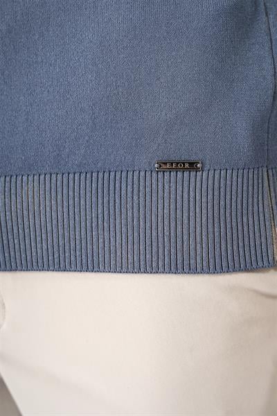 Tr 866 Slim Fit Degrade Desen Bisiklet Yaka Mavi Triko