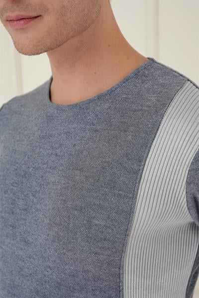 TR 871 Slim Fit İndigo Klasik Triko