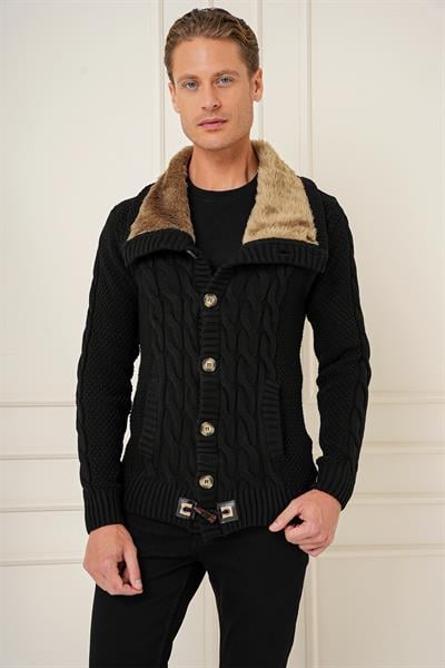 TR 874 Slim Fit Siyah Klasik Triko