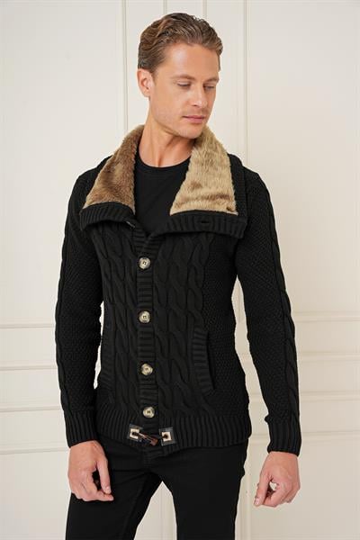TR 874 Slim Fit Siyah Klasik Triko