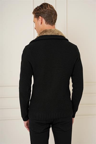 TR 874 Slim Fit Siyah Klasik Triko