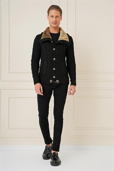 TR 874 Slim Fit Siyah Klasik Triko